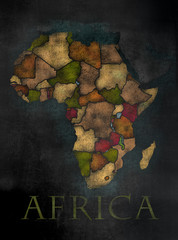 African Continent map in colorful chalkboard style with Counties