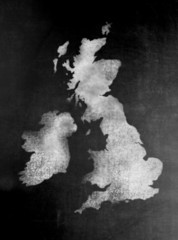 Blackboard or Chalkboard with U.K.Map