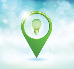 Abstract map marker with bulb icon