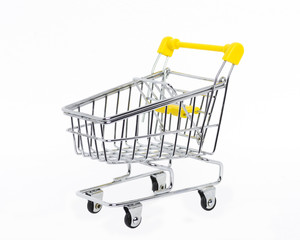 Isolated shopping cart on white
