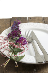 place setting and flowers