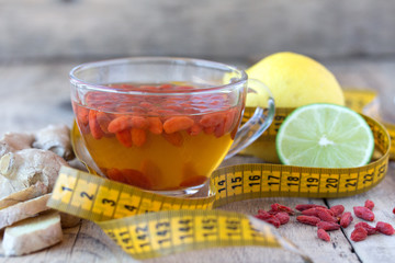 Cup of delicious dietary Goji berries tea