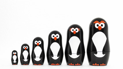 Portrait of toy figure penguin family - 70327237