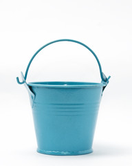 Small blue colored empty bucket isolated in white - 70327256