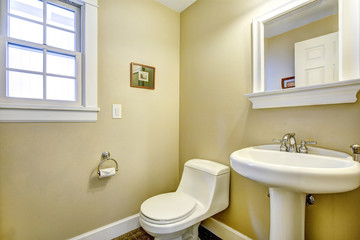 Light yellow bathroom with window