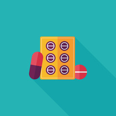 Pills flat icon with long shadow