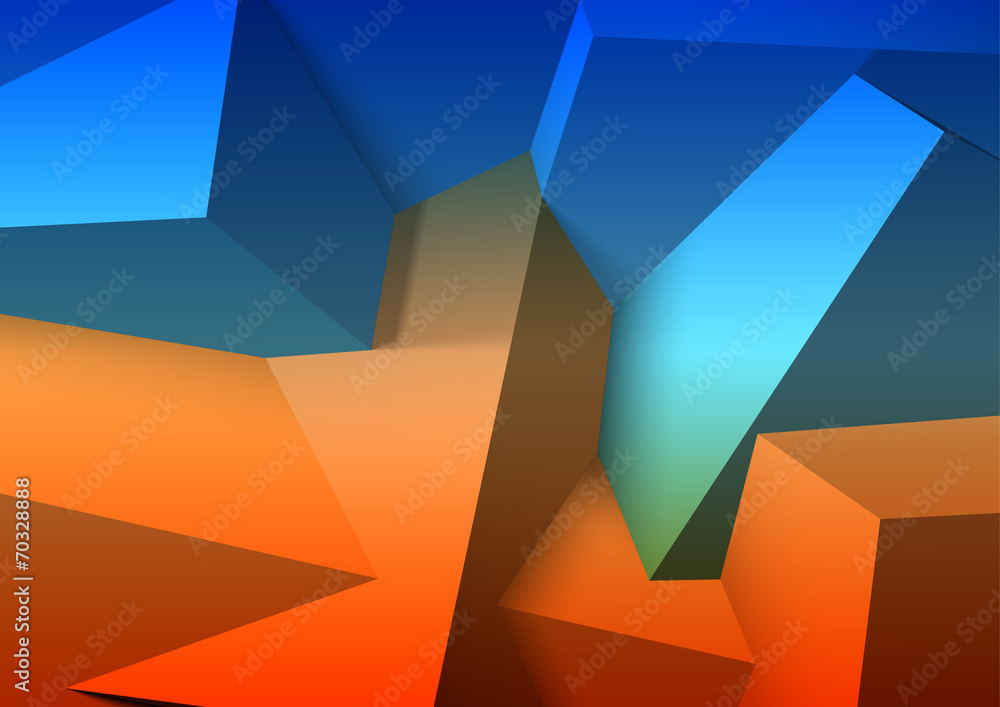 Poster Abstract background with overlapping blue and orange cubes