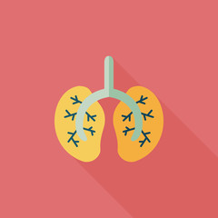 Lungs flat icon with long shadow