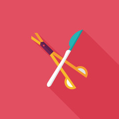 Surgical Instrument flat icon with long shadow