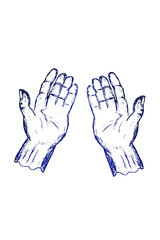 doodle praying position hand