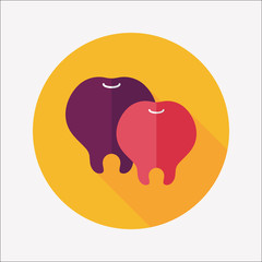 Tooth flat icon with long shadow