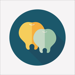 Tooth flat icon with long shadow