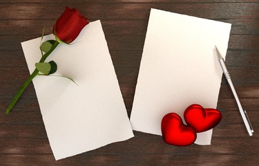romantic message on wooden table template