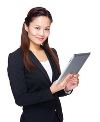 Asian businesswoman touch on the digital tablet