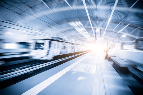 Metro Train with motion blur effect
