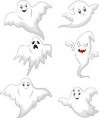 Naklejka premium Cute ghost cartoon collection set