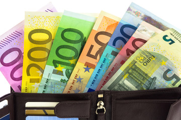 Portemonnaie mit Euro Banknoten