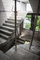 Building inside under construction ,stair hall