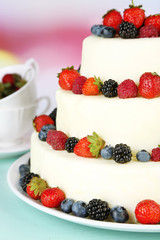 Beautiful wedding cake with berries