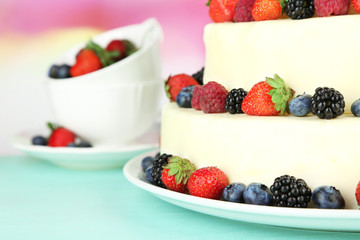 Beautiful wedding cake with berries