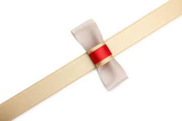 Light ribbon and bow isolated on white