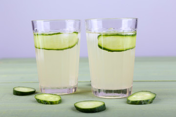 Two glasses of cucumber cocktail