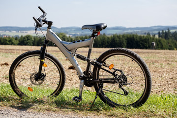 Fototapeta na wymiar bike parked in a meadow
