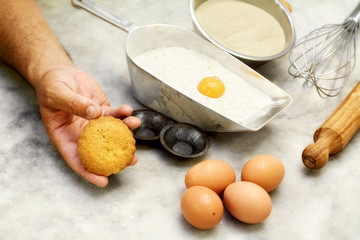 short pastry cookie and ingredients