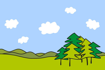 Landscape with trees colorful illustration