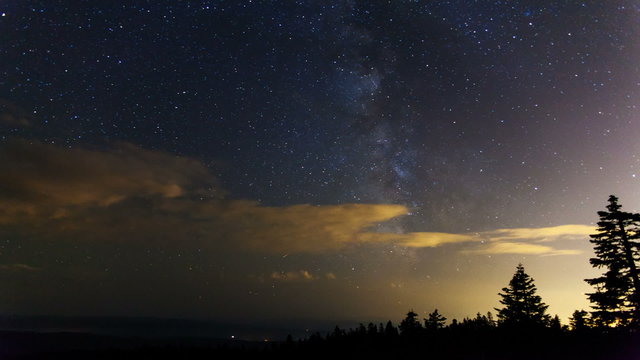 Time Lapse of Milky Way with Clouds and Stars in Portland OR