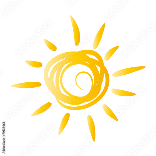 "Der Sommer kommt. Gelbe Sonne - gemalt, Handzeichnung." Stockfotos und