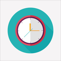 Clock flat icon with long shadow,eps10