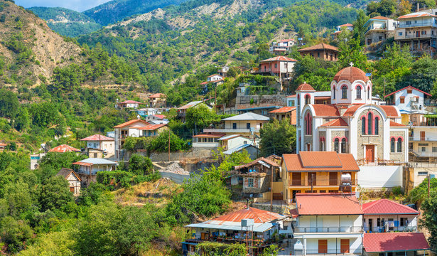 panoramic view of the village Moutoullas. Nicosia district. Cypr