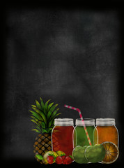 fruit Juicing theme chalkboard blackboard with copy space