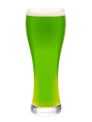 Glass of green beer isolated