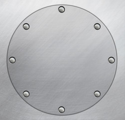 Polished metal plate with rivets