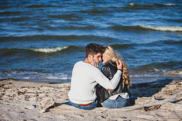 happy couple  at the beach