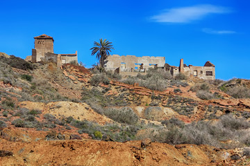 old village destroyed in ruins and abandoned by the bombs of war