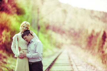 couple on the railway