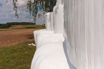 Bele sprasowanej słomy spakowane ułożone w stosy  © Mirek