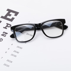 Table for eyesight test with glasses over it - 1 to 1 ratio