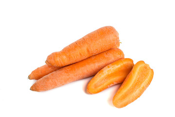 fresh carrots isolated on white background