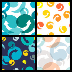 Set of seamless colorful patterns. Abstract  arrow and circle