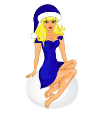 Obraz premium New year and Christmas card with a Snow Maiden