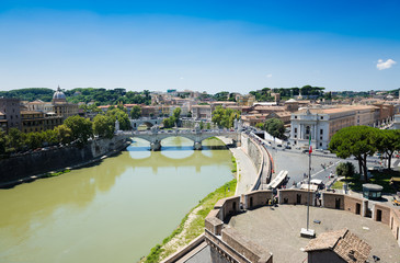 View of Rome from Castel Sant'Angelo, Italy.