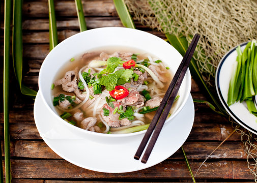 Traditional Vietnamese beef soup pho