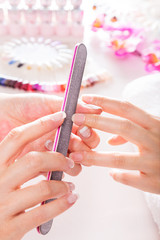 Closeup image of nail salon