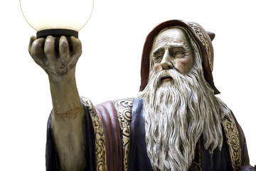 Merlin statue speel medieval druid - obrazy, fototapety, plakaty