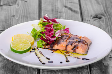 Salmon with a reduction of balsamic vinegar and sugar