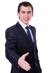 Handsome businessman isolated on the white